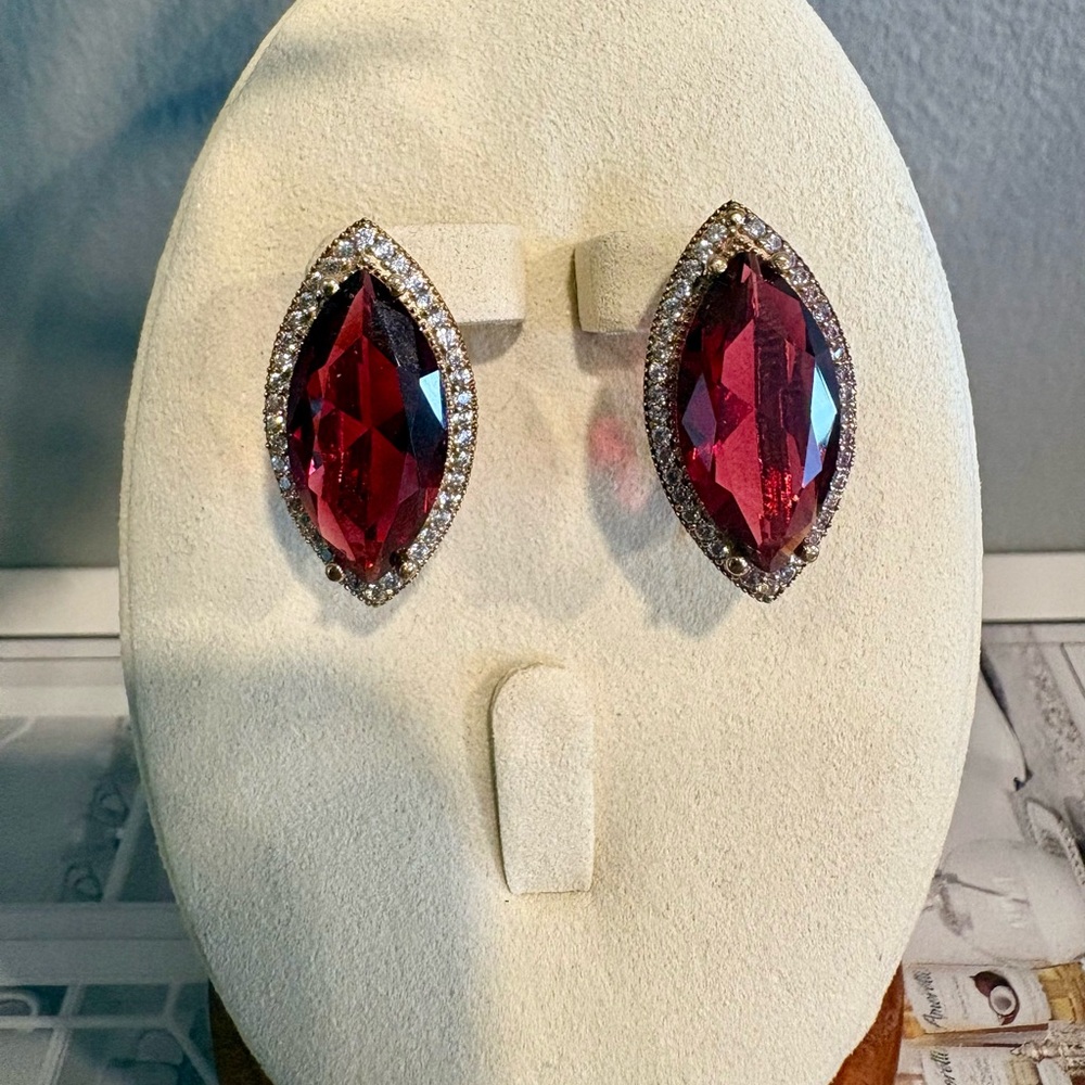 Glamorous Ruby Red Teardrop Earrings - image 1